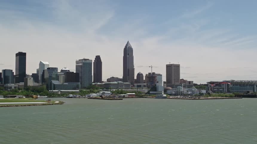A large city with a port on a coast