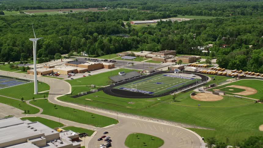 A school campus in a rural area
