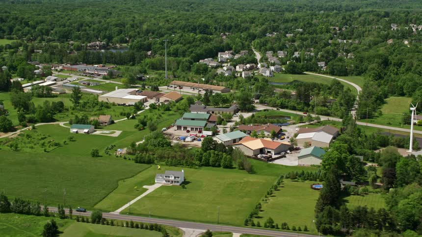 Light traffic through the suburbs near the forest