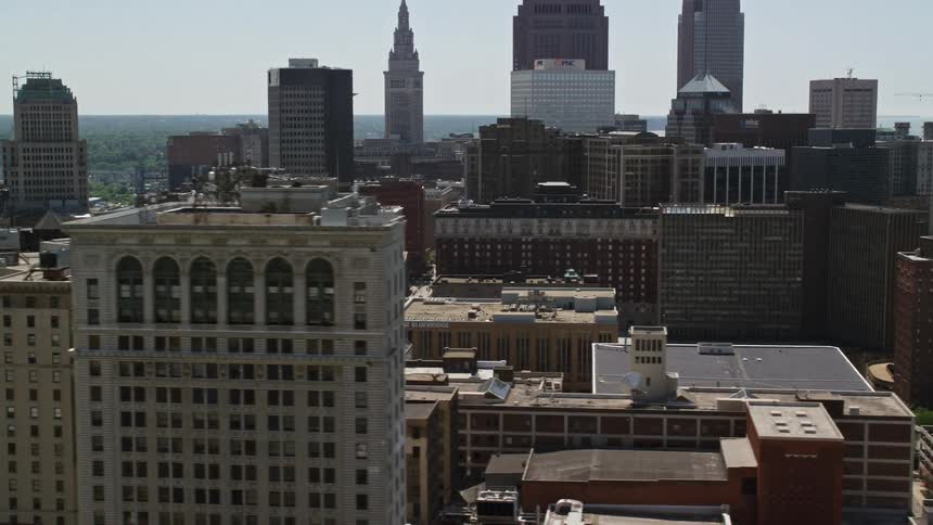 An areal clip of a metropolis filled with high rise buildings
