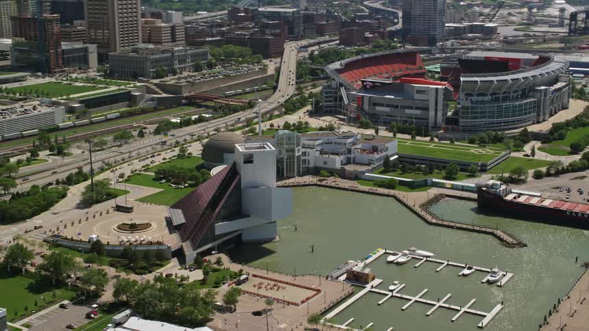 An aerial clip of a city closer to the sea