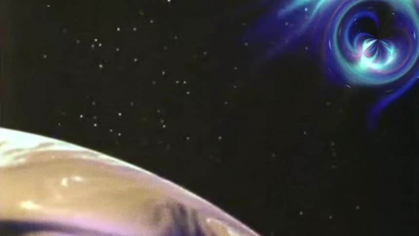 Grainy footage of earth orbiting in space