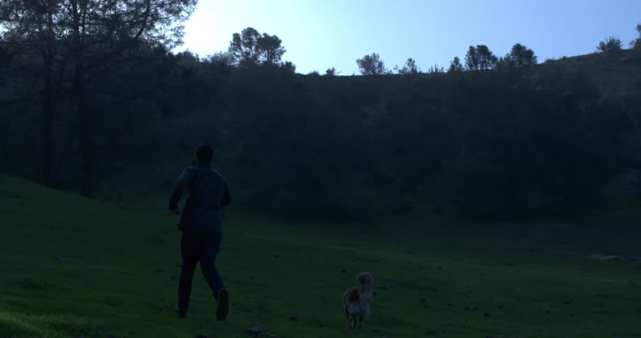 A person running with their dog