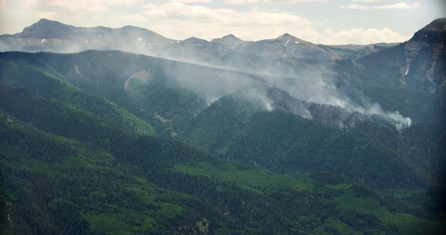 Aerial panorama of hill mountains with forests at the top in the exhaling tree niche