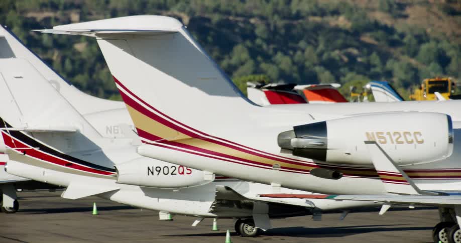 Planes are parked on the runway