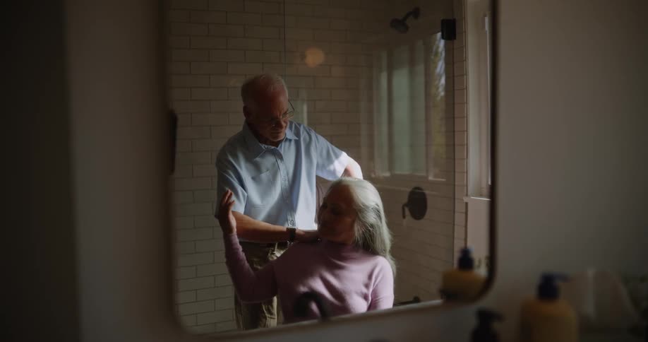 A clip of old couples sharing a romantic moment