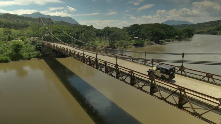 Aerial view of a bridge