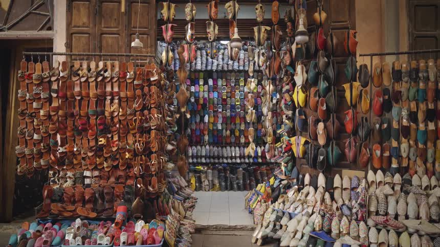 A sandal shop on the street of morocco