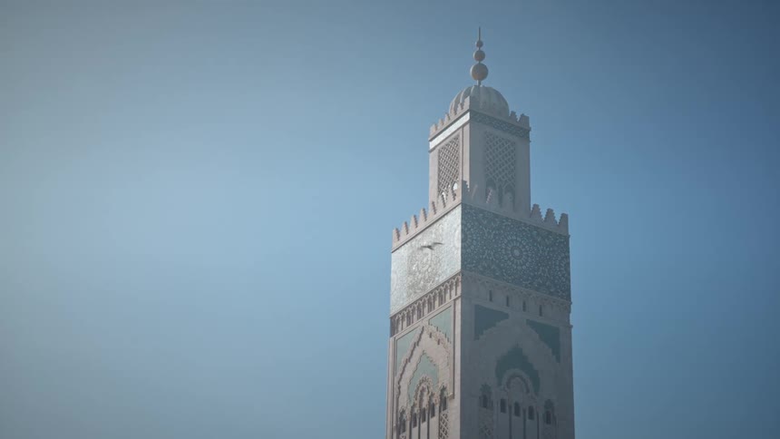 Exterior architecture of the one time tower on a cloudless blue sky day