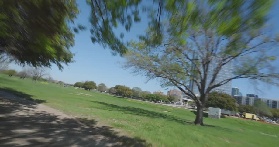 Panorama of a park next to a metropolis