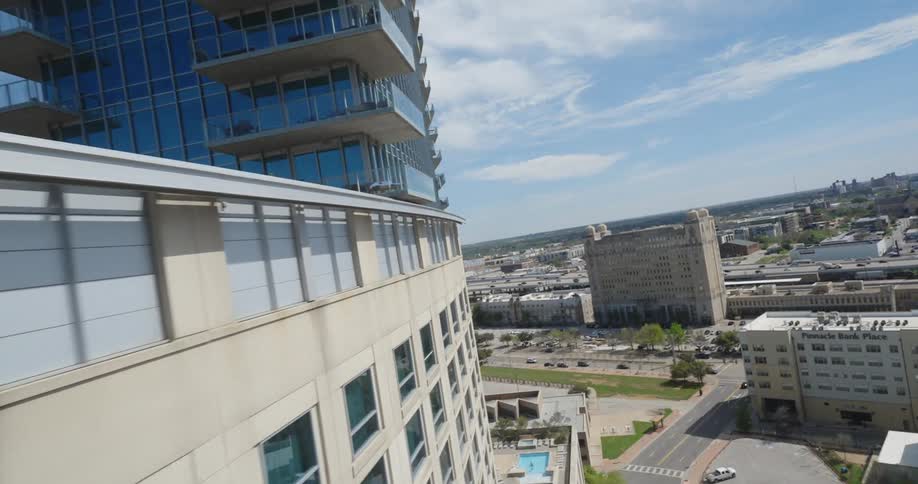Aerial view of urban and commercial buildings in a metropolis in daylight