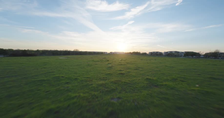 Grasslands near buildings while horses are eating on the land