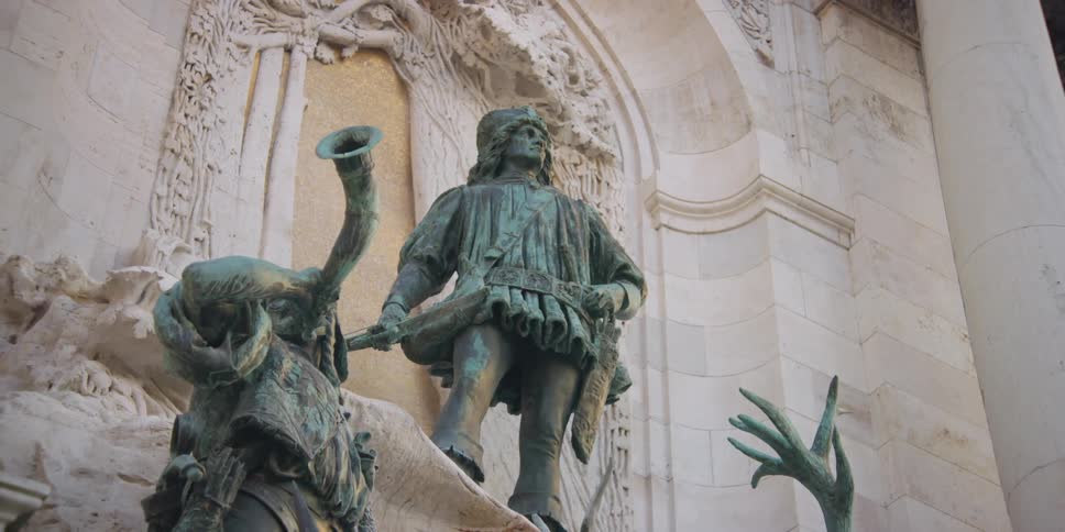Statues of King Matthias Fountain Budapest in forecourt of Buda Castle