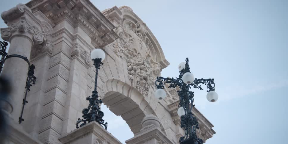 Upwards view of Buda Castle Gate in Budapest