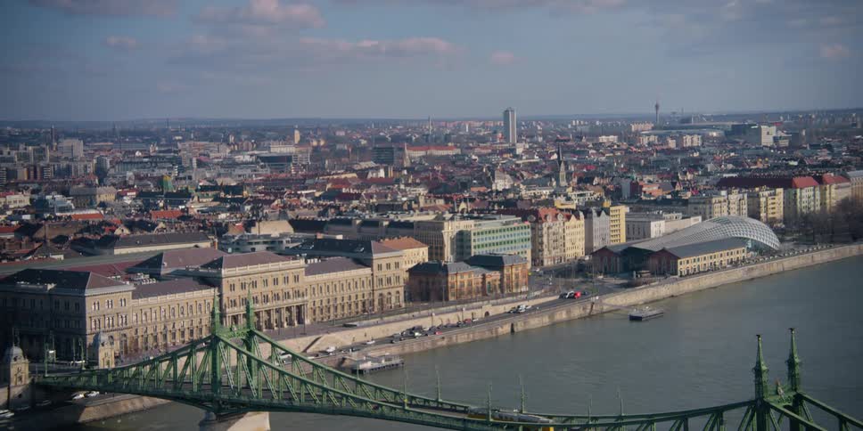 Panorama of Budapest over the Danube River with Liberty bridge