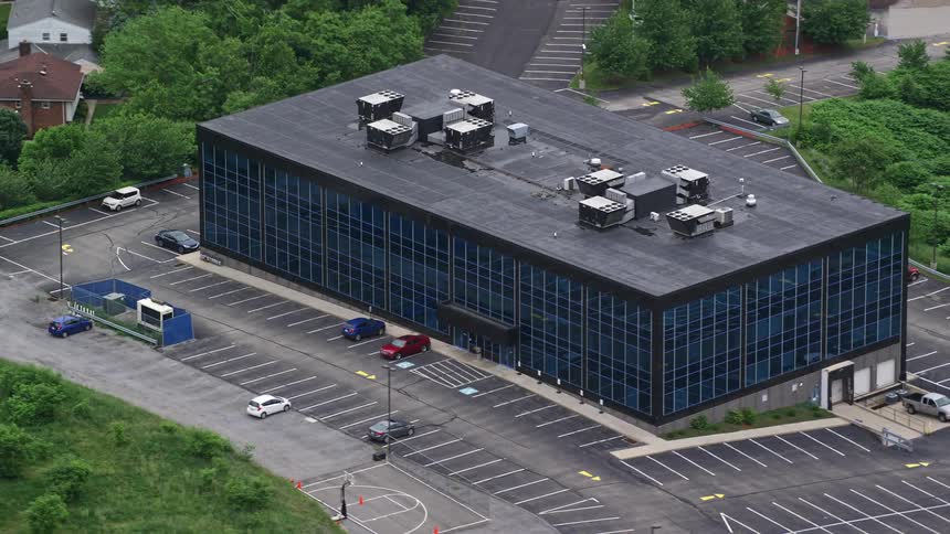 An office building in a suburban area