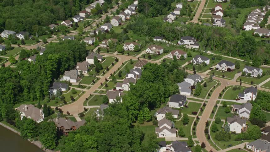A suburb next to a body of water