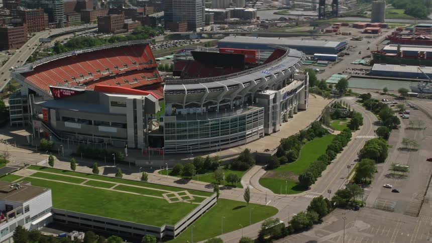 Panorama of a sports stadium in the middle of a metropolitan city