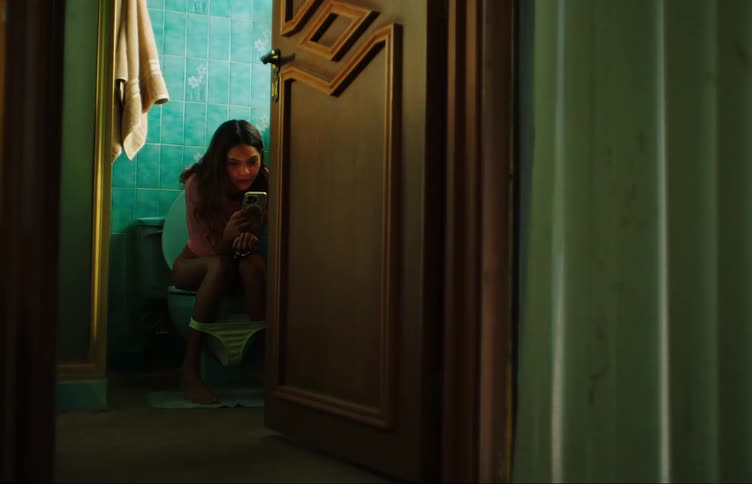 A clip of a person in the toilet