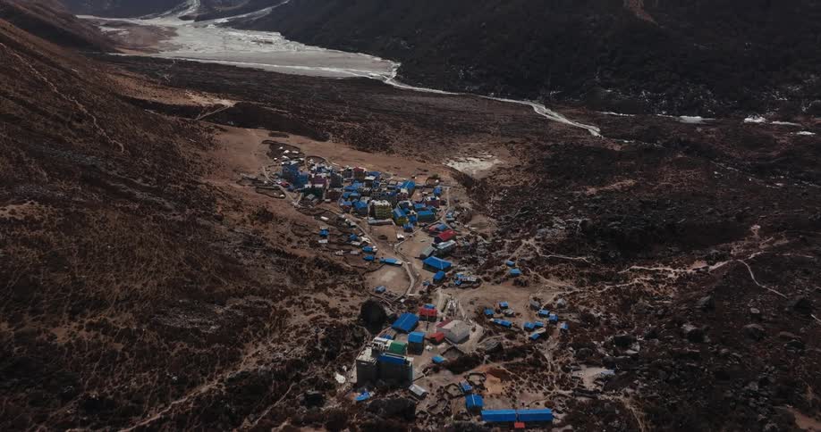 Himalayan village on the valley of langtang