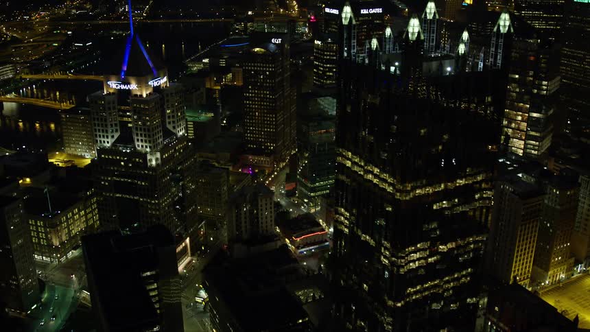 Metropolitan city with skyscrapers and modern buildings and night view