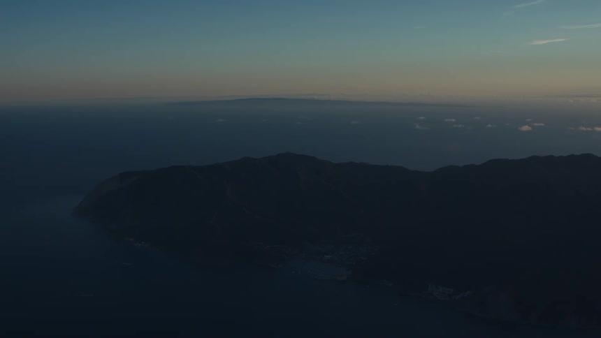 Aerial landscape of a seaside island with the morning sky