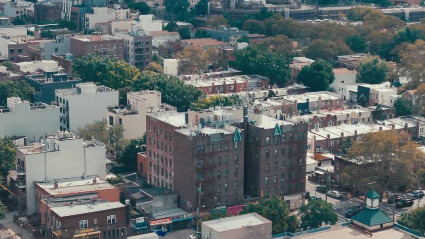 Aerial scenery of commercial and residential buildings in a city in daylight
