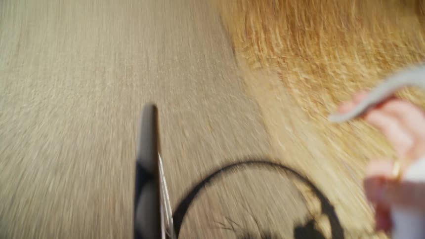 People are cycling on the small road