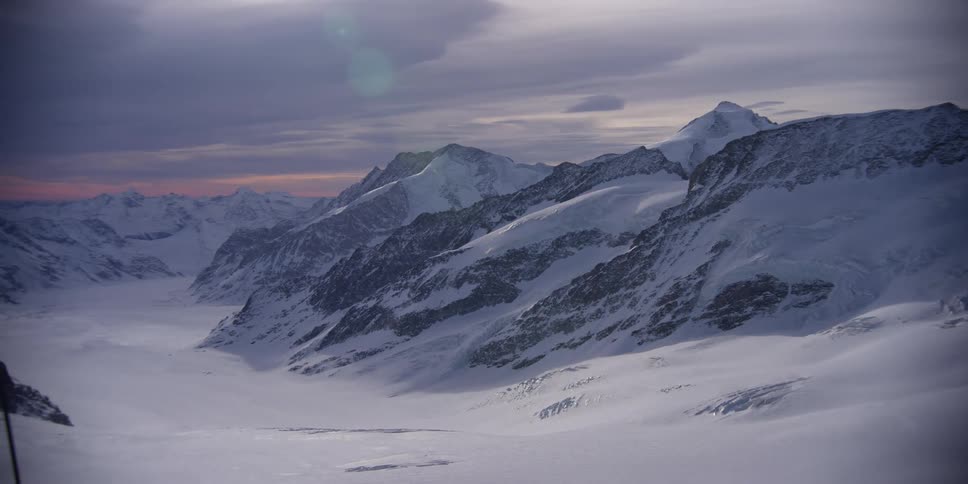 A mountain range covered in snow