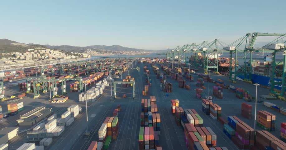 A cargo area is on the shore
