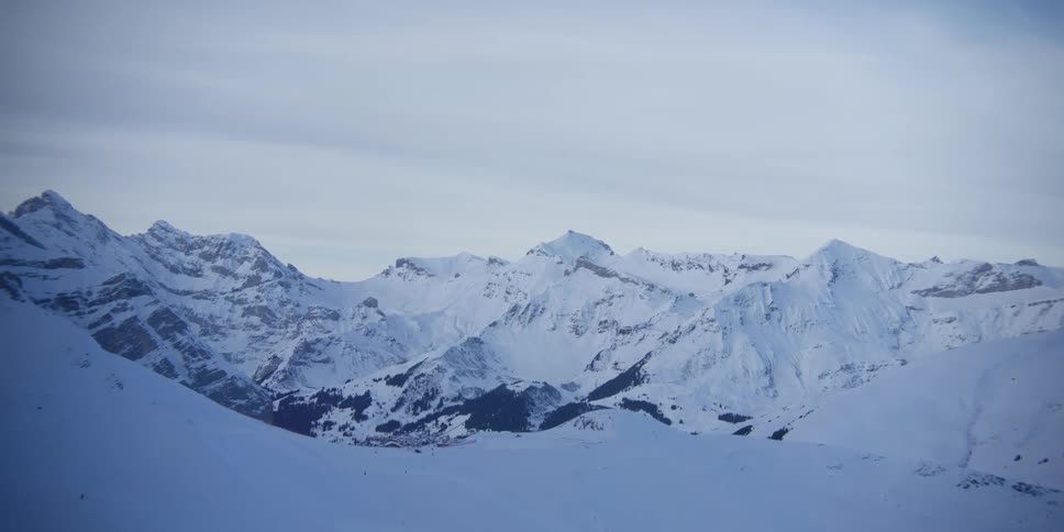 A snow covered mountain range