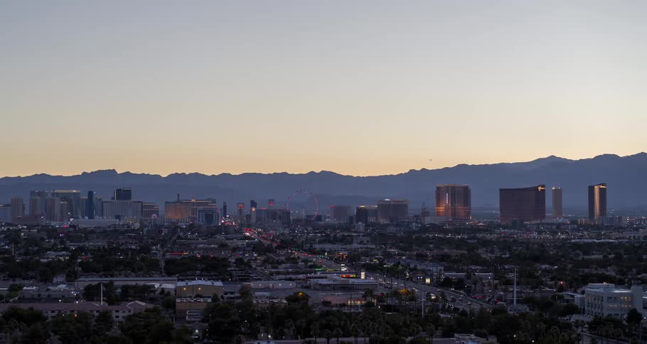 Aerial footage of las vegas city and surrounding suburbs