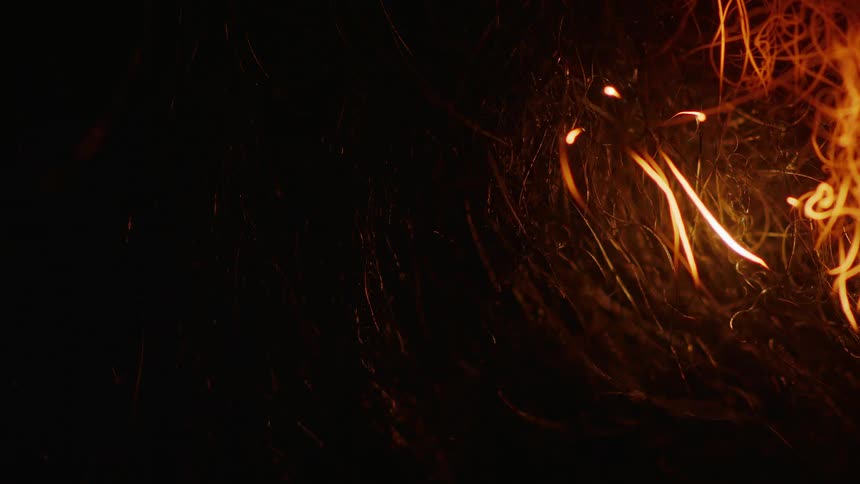 Extreme close up on roots and lighting with abstract fire