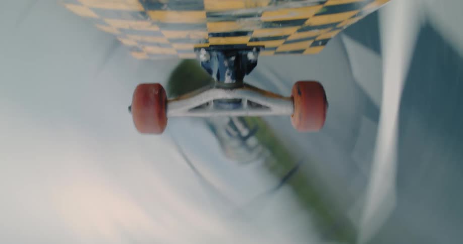 Point of view of a spinning skateboard
