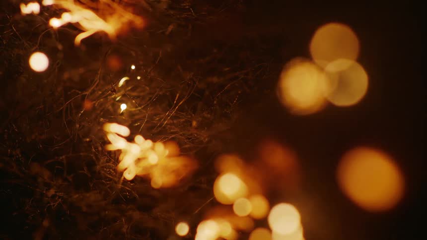 A view of a firework sparking into grass