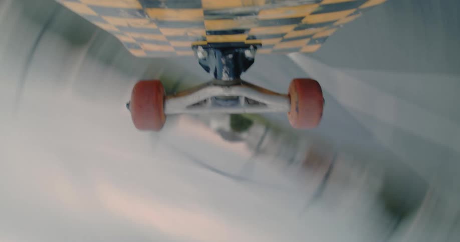 Point of view of a spinning skateboard