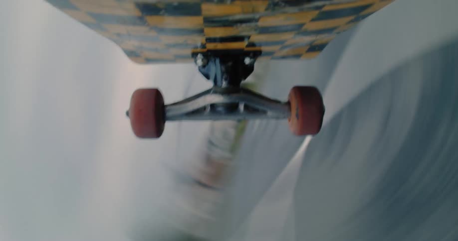 Point of view of a spinning skateboard