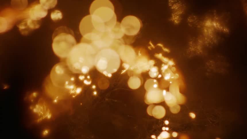 Several glowing threads that form glowing circles of yellow light