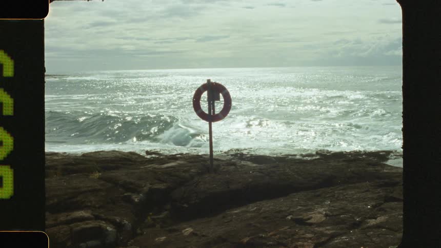 The waves are crashing on the shore
