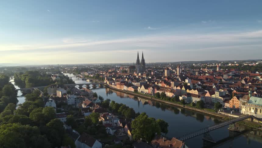 A suburban city with houses in near a body of water
