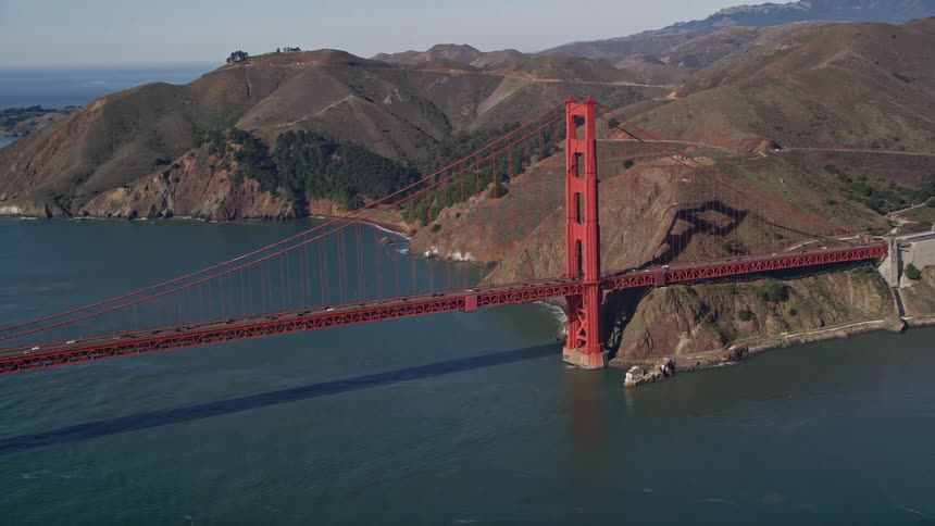 A footage of a bridge in the sea