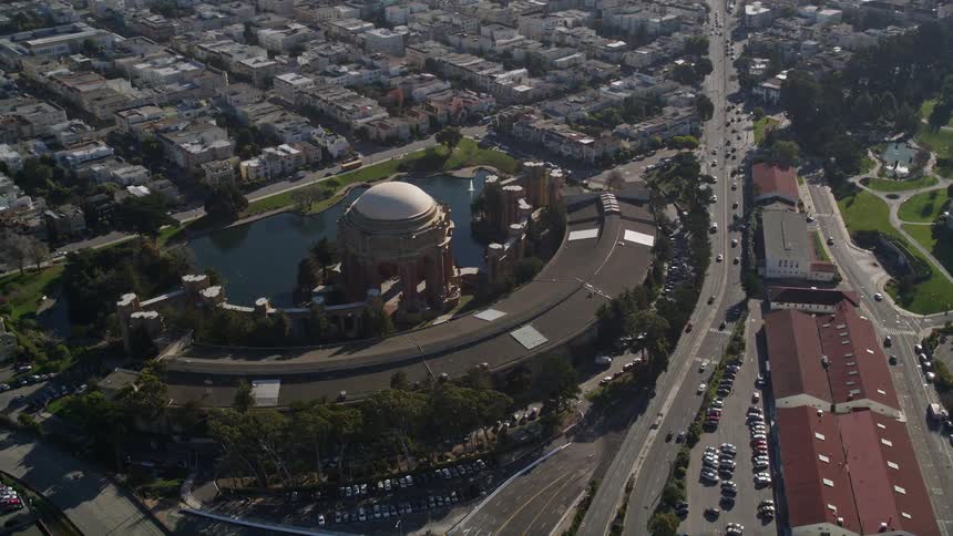 Aerial view of the historic palace of fine arts in san francisco