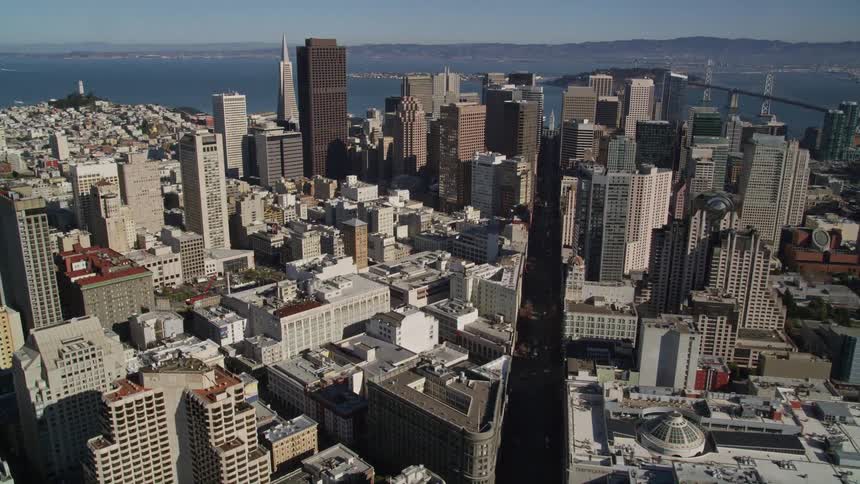 Aerial view of downtown san francisco city mid day