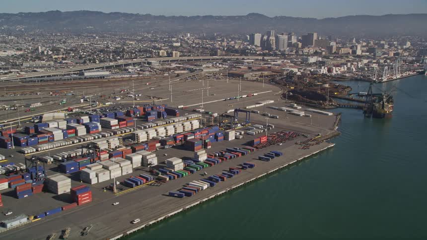 A large harbor is near the city