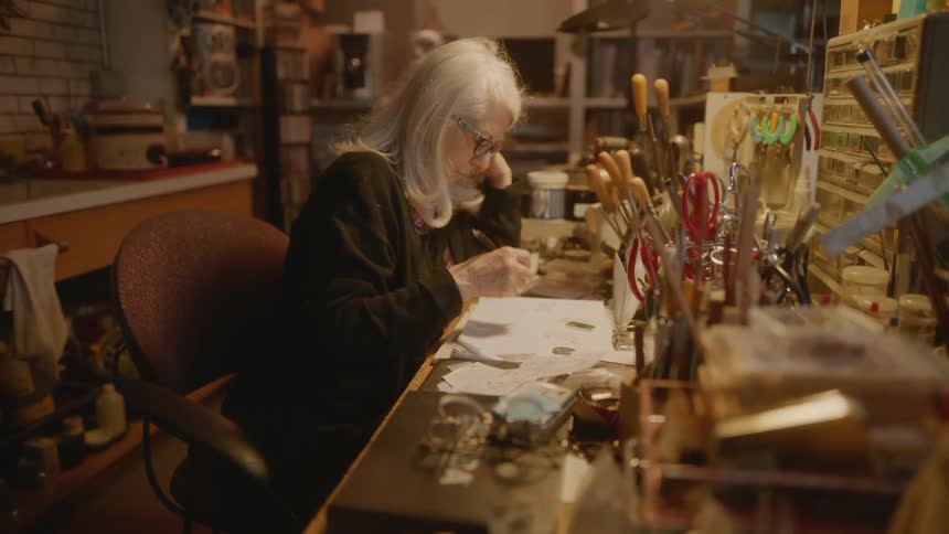 An image of a woman studying