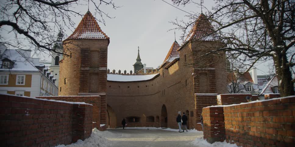 Tourists at Warsaw Barbican Castle in Poland
