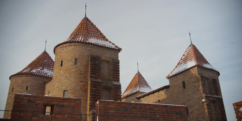 Defensive walls and towers of the Warsaw Barbican, Poland.