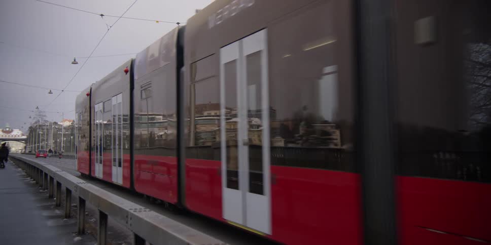 A train crossing a bridge over the River Aare in Bern, Switzerland