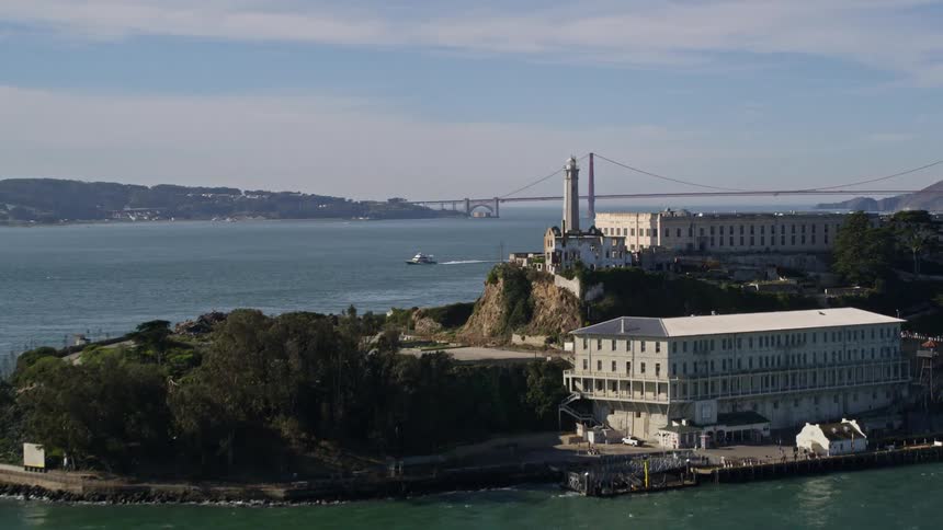 An aerial view of alcatraz island