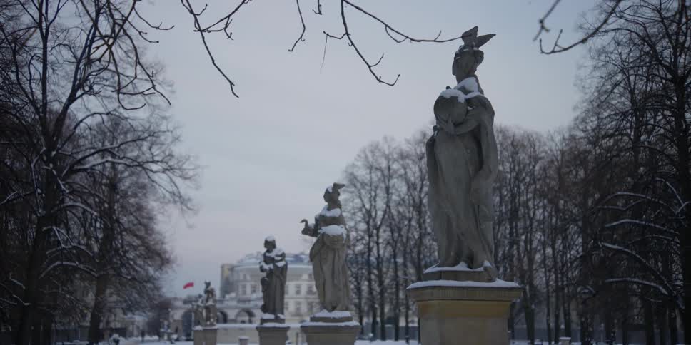 A row of sculptures in Saxon Garden, Warsaw, Poland